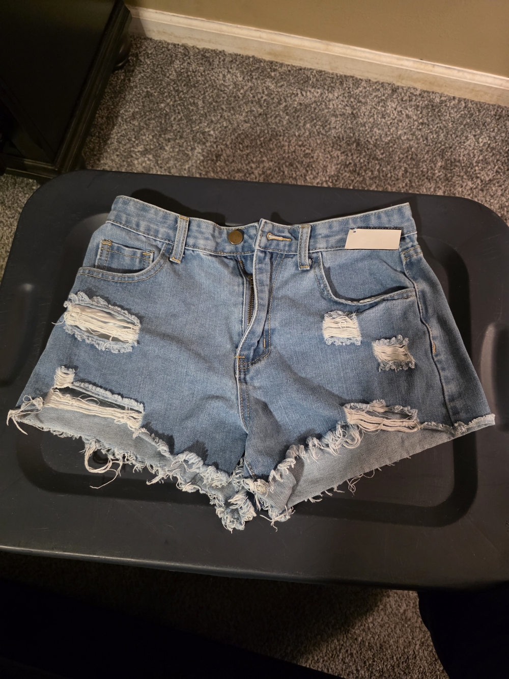 SHEIN Light Blue Distressed Denim Cutoff Shorts
